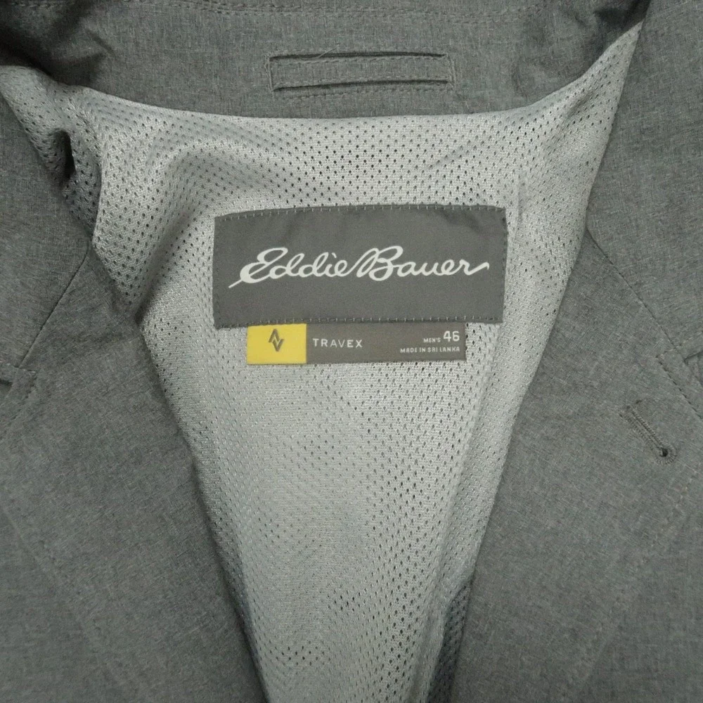 Eddie‎ Bauer Jacket Men 46 Gray Travex Voyager II Travel Blazer Vented NWT